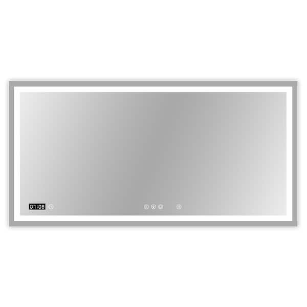 Unbranded 60 in. W x 36 in. H LED Frameless Rectangular Clear Mirror for Living Room
