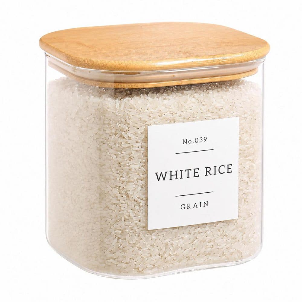 85 oz Glass Food Storage Jar with Airtight Bamboo Lid and 42 Pantry Labels for Flour, Sugar and Rice price history on PriceWatchPro