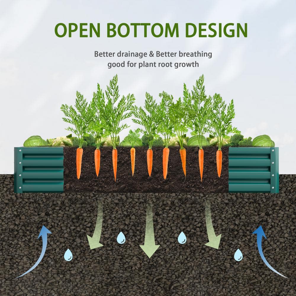 72x36x12 Inch Dark Green Galvanized Steel Raised Garden Bed Planter Box