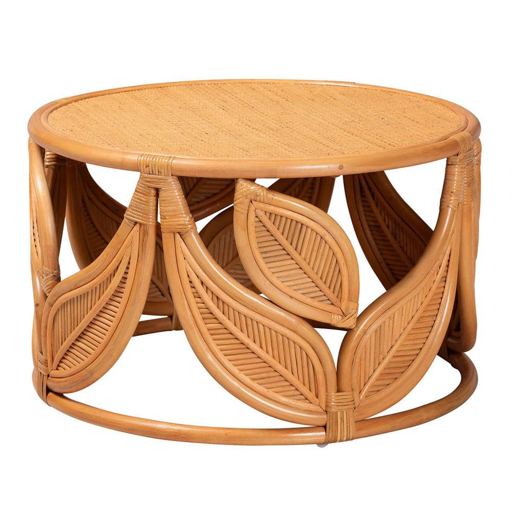 Raflesia Light Honey Round Rattan Bohemian Coffee Table