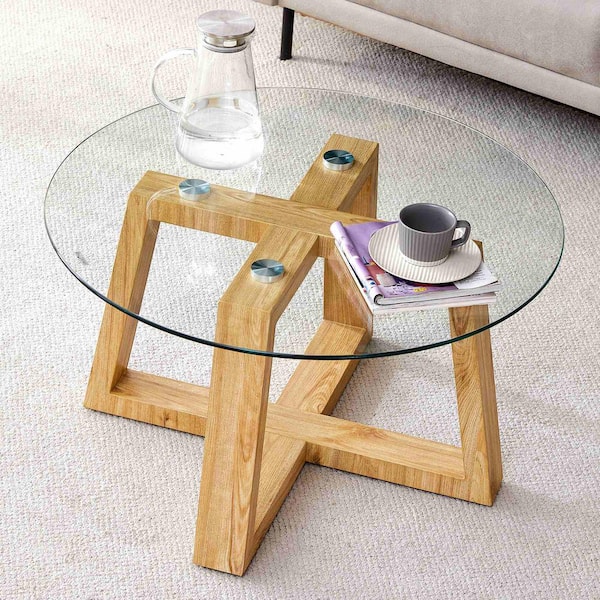 Modern 31.5 in. Transparent Round Glass Coffee Table