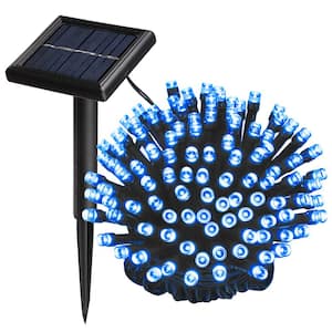 Blue 100-Light 36 ft. Outdoor Solar Integrated LED Fairy String -Light