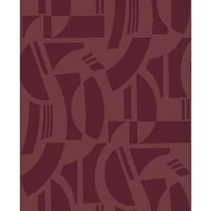 Carter Red Burgundy Geometric Flock Wallpaper Sample
