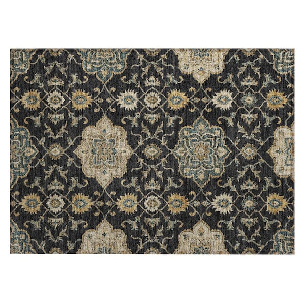 Chantille Machine Washable Indoor/Outdoor Abstract ACN3077 Black 2 ft. x 3 ft. Accent Rug