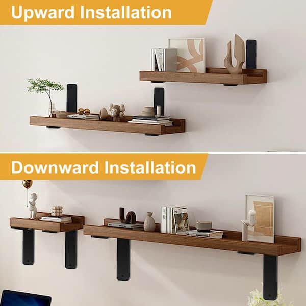 NANBERONE 6-Pack 12 Inch Heavy Duty Cast Iron Shelf Brackets – Triangle Wall Mount Supports, 264 Lbs Capacity, Matte Black, With Screws & Anchors, For Kitchen, Garage, Bookshelves