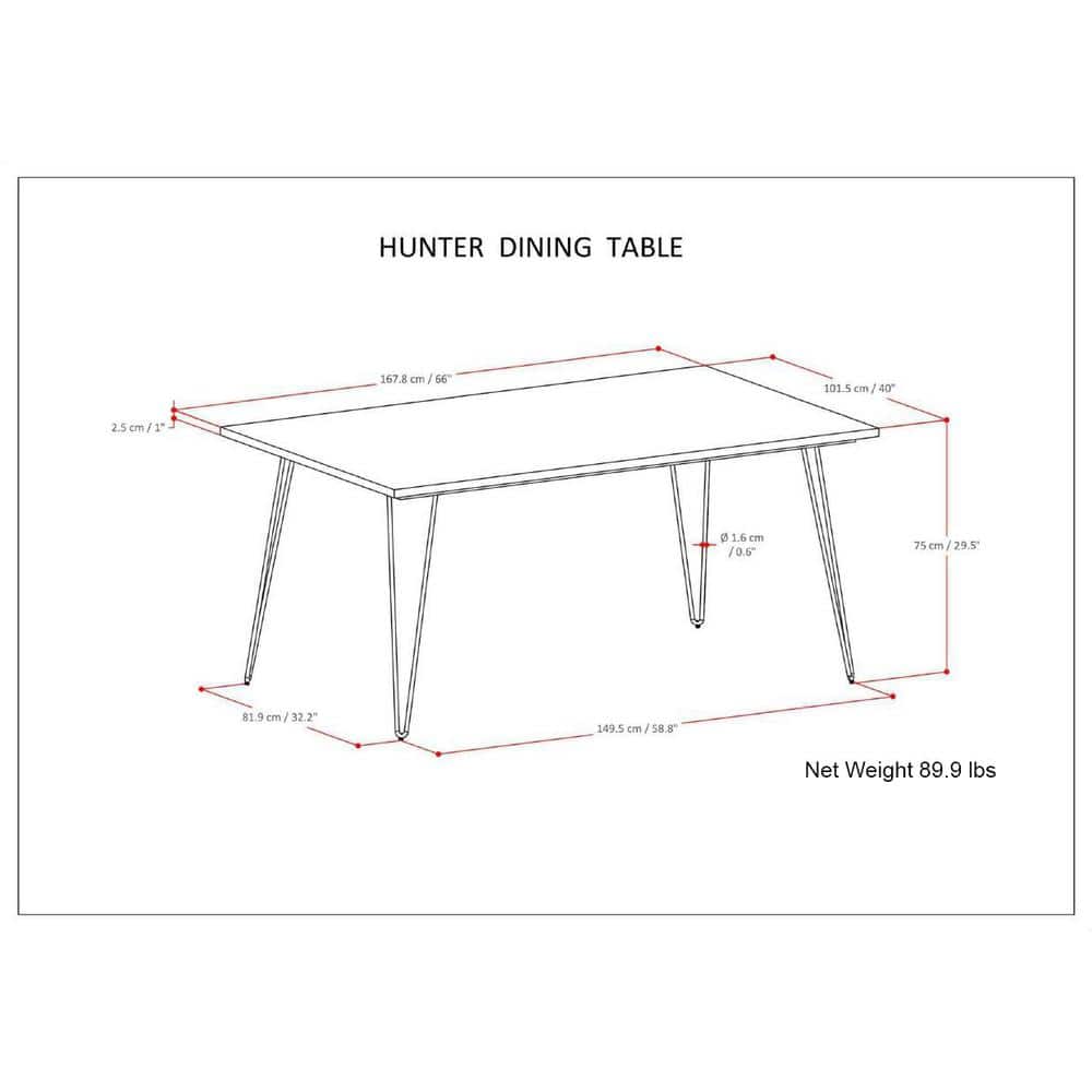 Hunter Light Brown Mango Wood Industrial Dining Table with Black Metal Legs