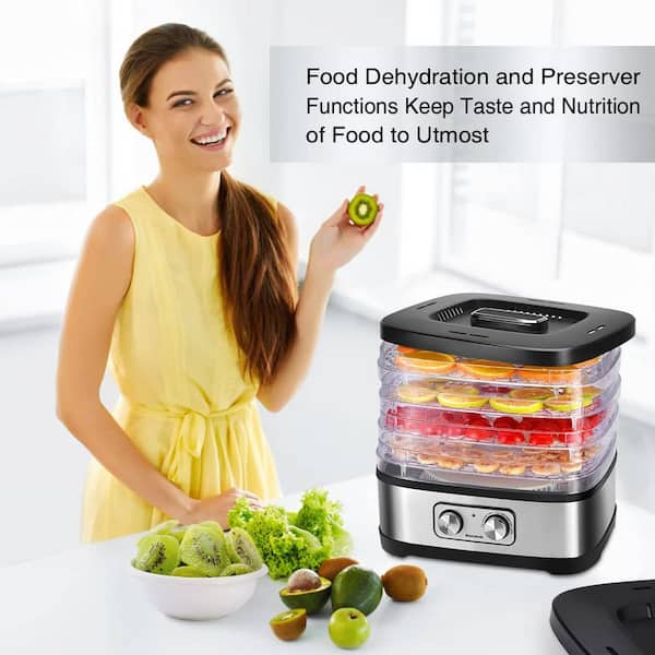 SEEUTEK 5-Tray Black Food Dehydrator Machine for Fruits, Vegetables with  Adjustable Temperature Control and Recipe Book BZ-877 - The Home Depot
