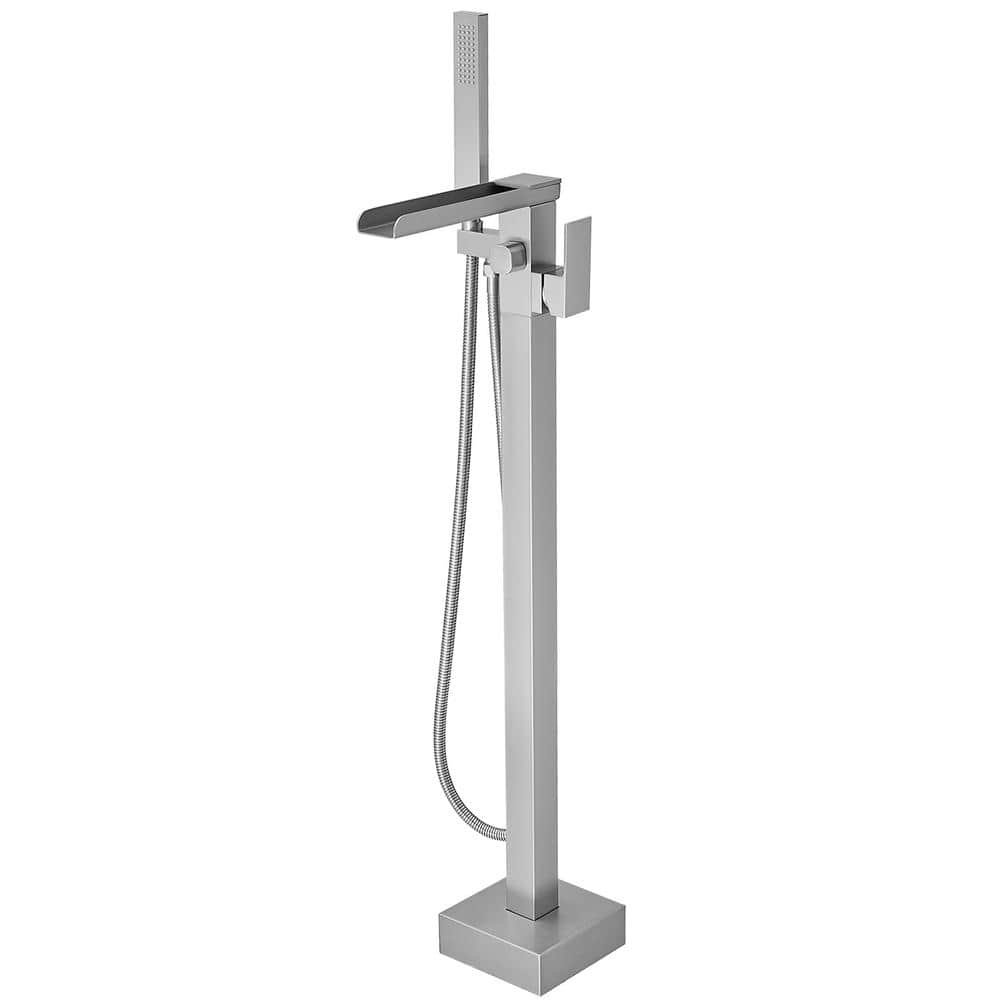 Single-Handle Floor Mount Claw Foot Tub Faucet with Hand Shower in Brushed Nickel price history on PriceWatchPro