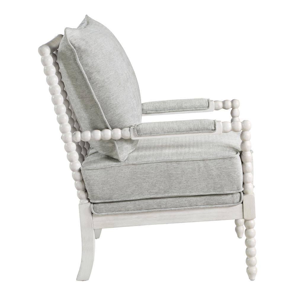 Kaylee Smoke Gray Spindle Accent Chair with White Wood Frame