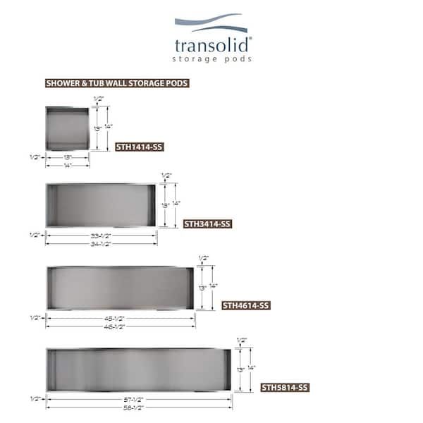 Transolid Sth4614 46.5-in. Recessed Stainless Steel Shower Storage Pod