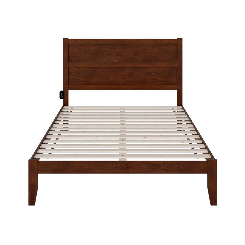 Modern Classic Queen Platform Bed with Wooden Headboard