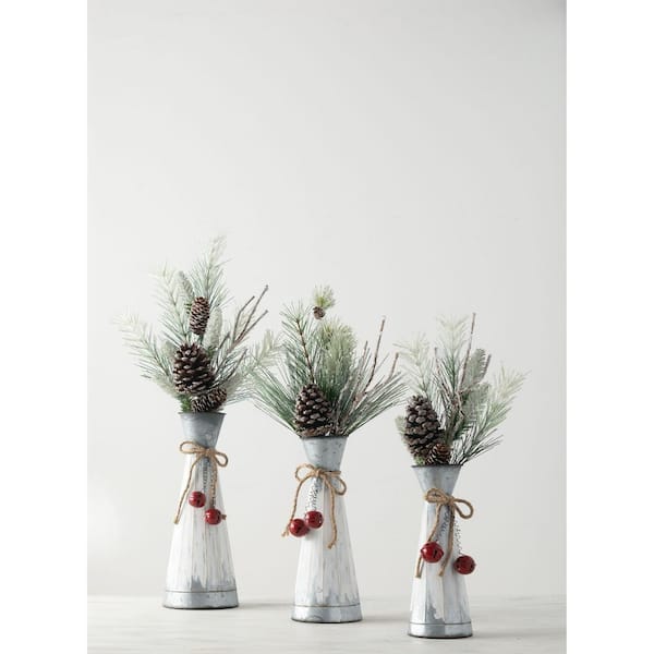 SULLIVANS 14", 12.25", and 10" White Bud Vases With Bells (Set of 3)