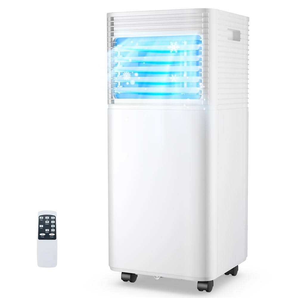 6,000 BTU Portable Air Conditioner Cools 350 Sq. Ft. with Dehumidifier, Fan Mode and Remote in White -  Costway, FP10111US-WH