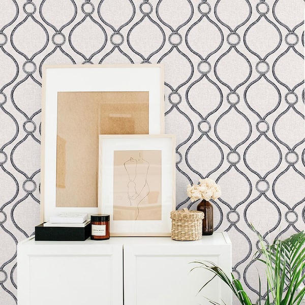 Curveball Noir Geometric Vinyl Peel and Stick Wallpaper Roll ( Covers 30.75 sq. ft. )