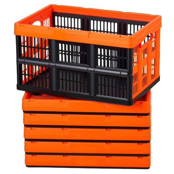 Plastic Collapsible Storage Bins, 11.5 Gal. Capacity, 6 Packs, Stackable Folding Storage Crates with Handles