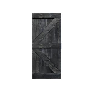 K Series 38 in. x 84 in. Metallic Gray Knotty Pine Wood Interior Sliding Barn Door Slab