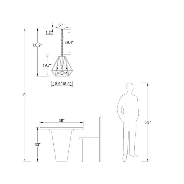 Maxax Tallahassee 5 - Light Unique Geometric Chandelier with