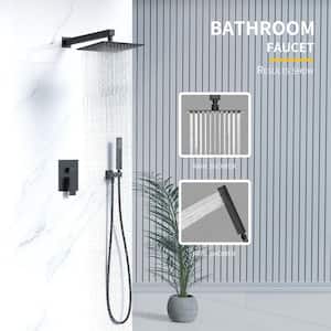 12 in. Single-Handle 2-Spray Wall Mount Rainfall Shower Faucet 2.0 GPM in Matte Black (Valve Included)