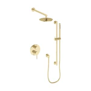 El Dorado 2-Spray Patterns with 2 GPM 7.9" Wall Mount Dual Shower Heads System in Polished Gold (ELD-SHS-PG)