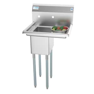 23 in. Freestanding Stainless Steel 1 Compartment Commercial Sink with Drainboard