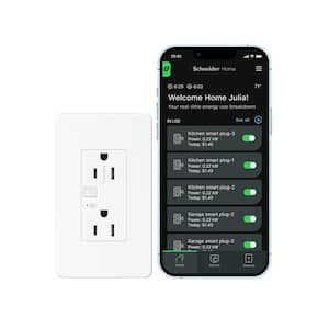 X Series 15 Amp 125-Volt Receptable Decorator Outlet Smart Wifi Matter White with Wall Plate SQR441U1WHWMP