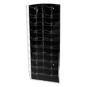 51 in. x 20 in. Black with Clear Acrylic Wall Mounted Hanging Brochure Magazine Rack with Adjustable Pockets