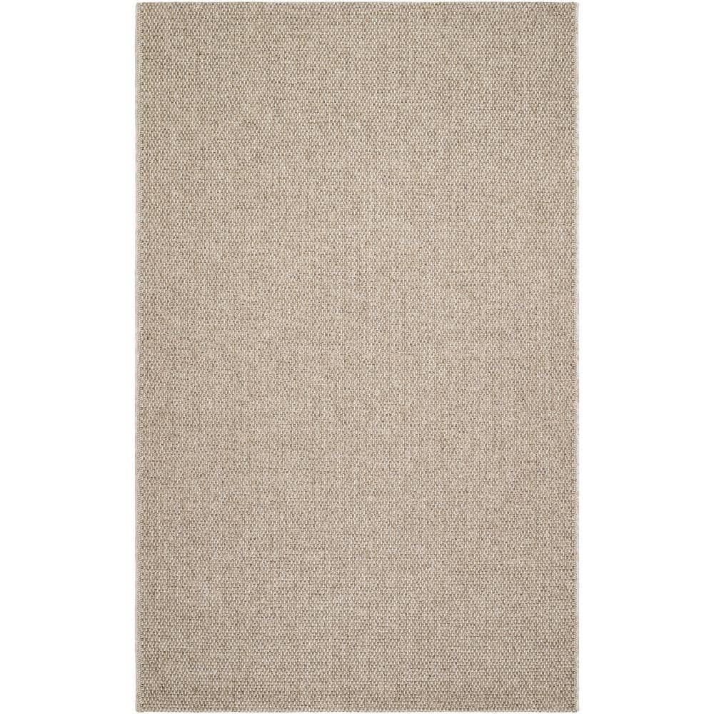 Beige and Gray Rectangular Washable Synthetic Rug