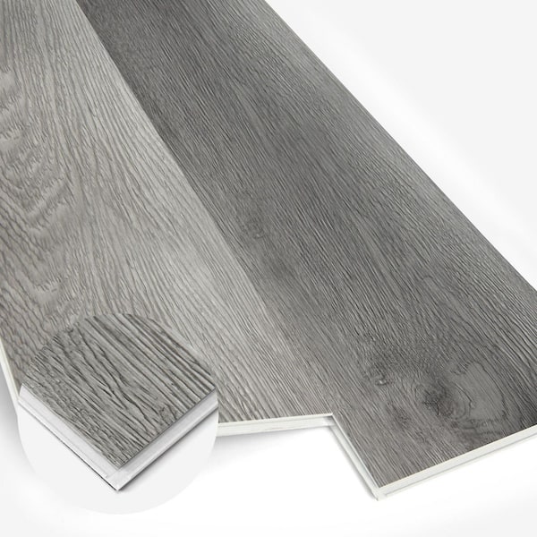 Art3d Drak Gray 12MIL 7.2in.x48in. Waterproof Click Lock Vinyl Plank Flooring, Interlock SPC Rigid Core Flooring(24sq.ft./box)