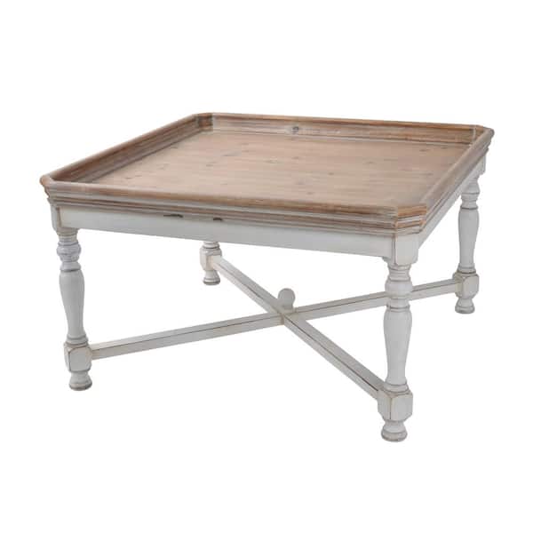 A & B Home Alcott 33 in. Aged White Medium Rectangle Wood Coffee Table