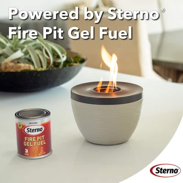 Sterno CandleLamp Small Tabletop Firepit Cocoa and Sand with Dark