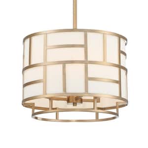 Danielson 4-Light Vibrant Gold Shaded Chandelier with Silk Shade
