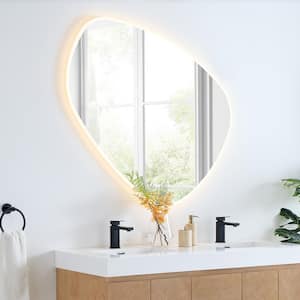 Rasso 47 in. W x 46 in. H Large Novelty/Specialty Frameless LED Light Wall Bathroom Vanity Mirror in Clear Glass