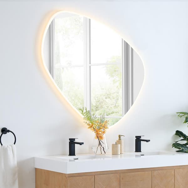 Altair Rasso 47 in. W x 46 in. H Large Novelty/Specialty Frameless LED Light Wall Bathroom Vanity Mirror in Clear Glass
