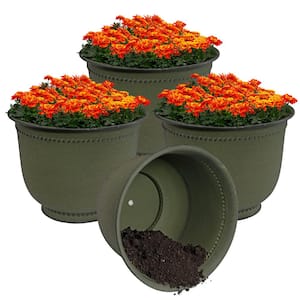 Michael Metal Outdoor Planter - Matte Sage Finish - (Set of 4)