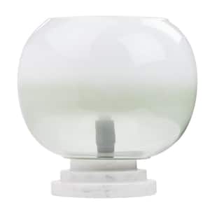 Samantha 13 in. White Stacked Base Table Lamp with Green/White Glass Globe Shade