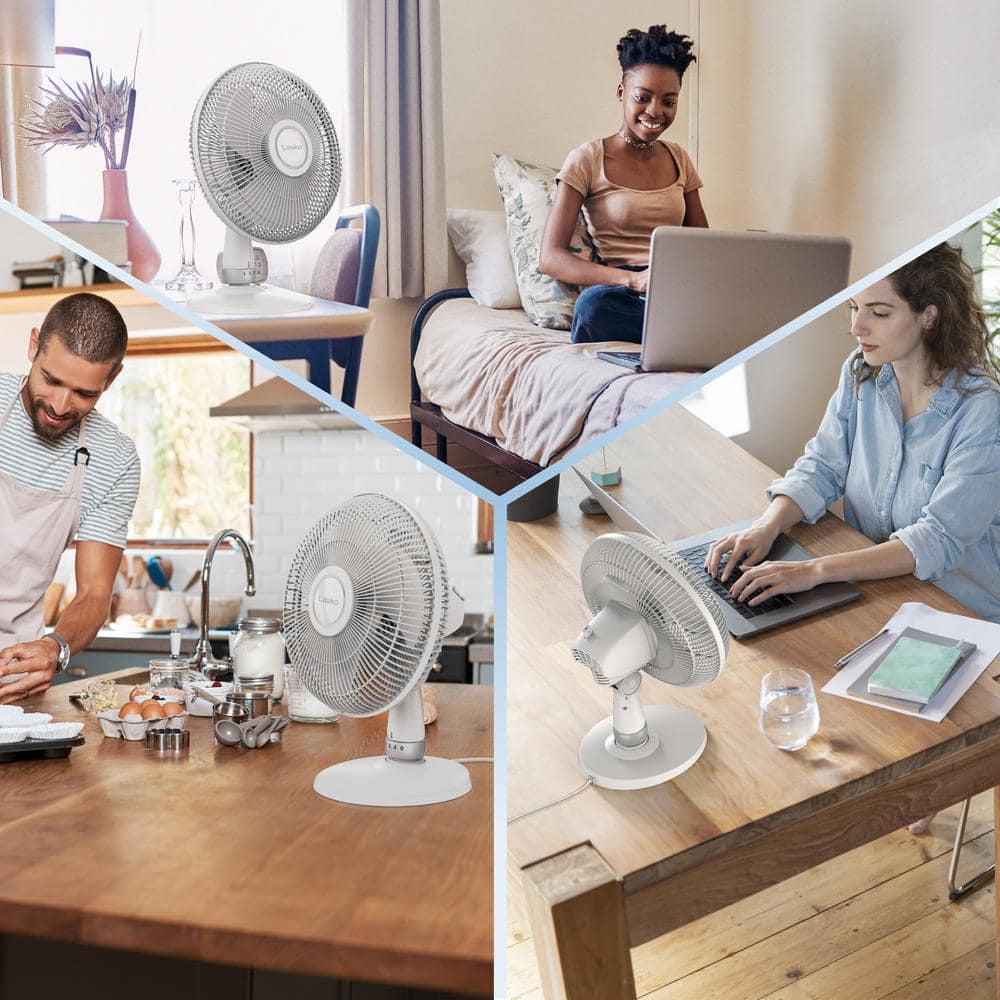 Lasko - Brandclub - 12 in. Oscillating 3-Speed White Performance Table Fan  with Tilt-Fan Head, image size:1000x1000