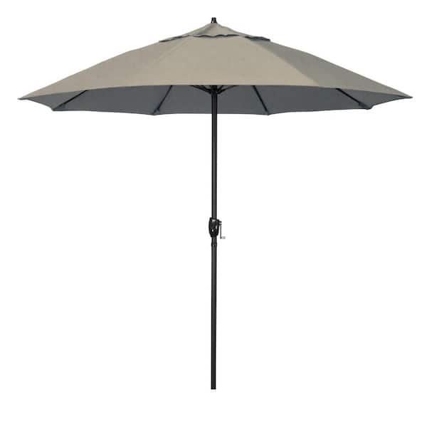 California Umbrella 9 ft. Bronze Aluminum Market Patio Umbrella with Fiberglass Ribs and Auto Tilt in Spectrum Dove Sunbrella