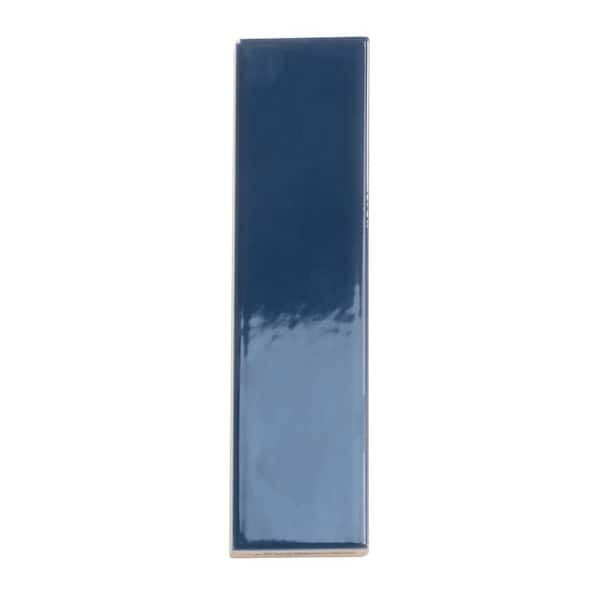 Apollo Tile Arte Blue 1.97 in. x 7.87 in. Glossy Ceramic Subway Wall and Floor Tile Sample (0.14 Sq. ft./case) (1-pack)