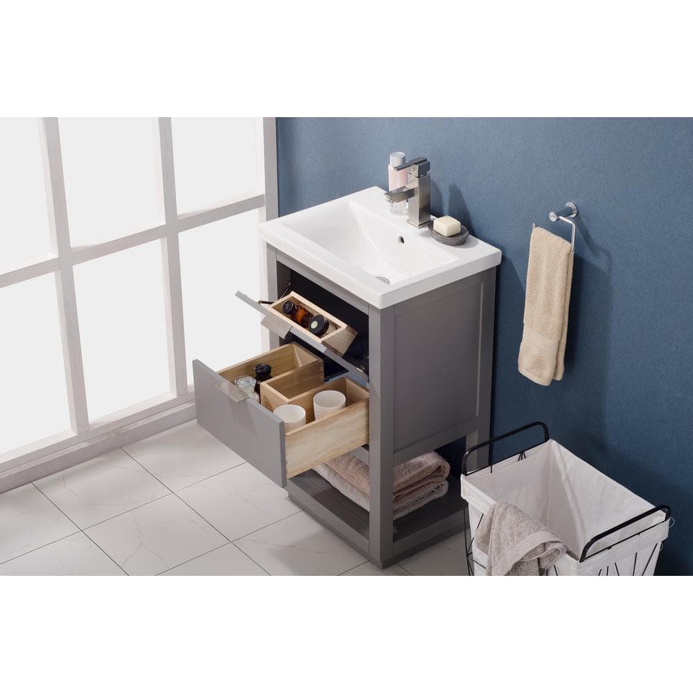 Klein 20" Gray Solid Wood Single Sink Bathroom Vanity