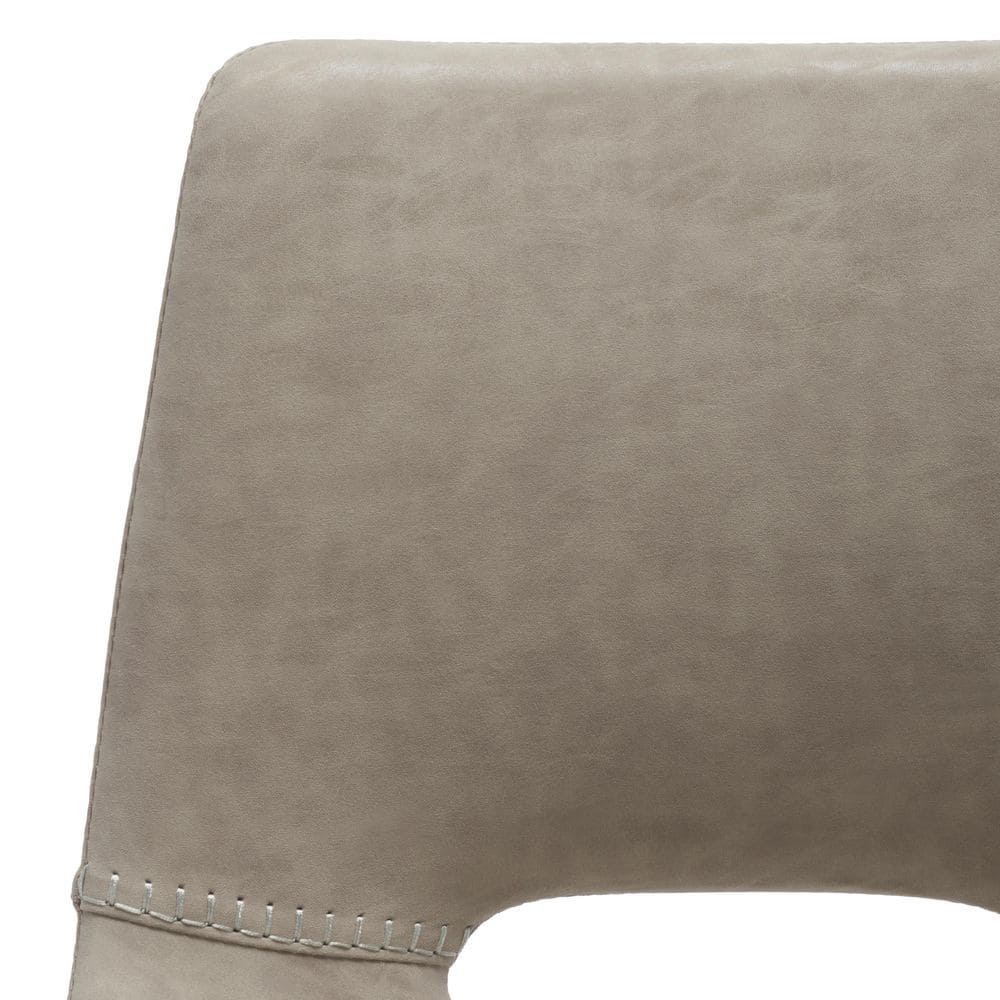Raylee Grey Vegan Leather Saddle Counter Stool with Black Metal Legs
