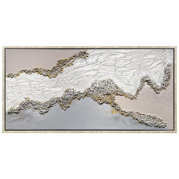 Golden Terrain Heavily Textured Glitter Hand Painted Framed Canvas Wall Art, 24 in. x 48 in.