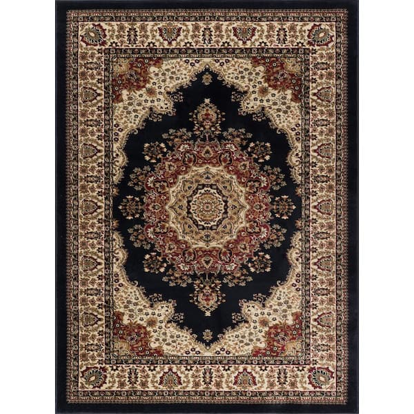 Tayse Rugs Sensation Black 8 ft. x 10 ft. Traditional Area Rug