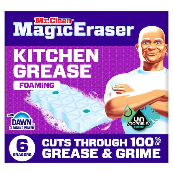 Magic Eraser Kitchen Grease Foaming with Dawn 2.2 in. Scrubbing Pad Cleaning Sponge(6-Count)
