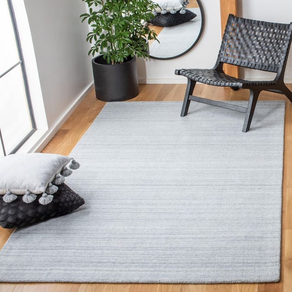 Mirage 6 ft. x 6 ft. Gray Distressed Striped Square Area Rug