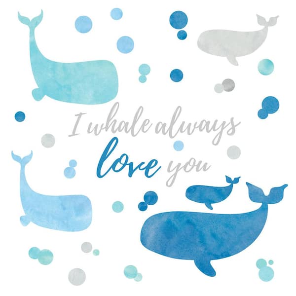 RoomMates Blue I Whale Always Love You Giant Wall Decals