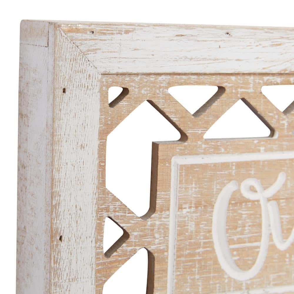 White and Beige Rustic Wood Farmhouse Wall Decor Set