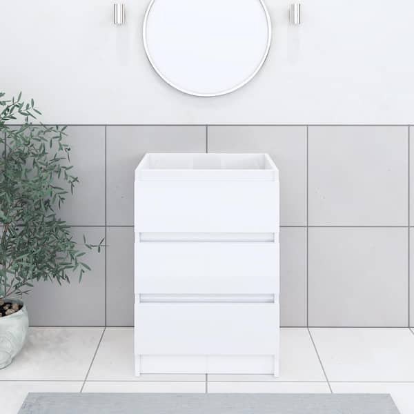 VOLPA USA AMERICAN CRAFTED VANITIES Pepper 24 in. W x 20 in. D Bath Vanity in Glossy White with Acrylic Top in White with White Basin