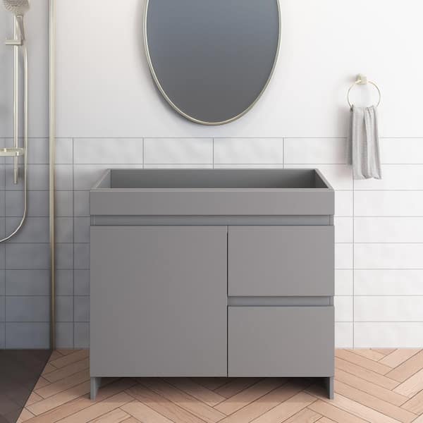 VOLPA USA AMERICAN CRAFTED VANITIES Mace 40 in W x 18 in. D x 34 In.H Bath Vanity Cabinet without Top in Gray with Right-Side Drawers