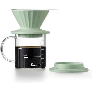 1 Cup Green Pour Over Coffee Maker Set Reusable Stainless Steel Coffee Filter with Glass Cup Pour Over Coffee Filter