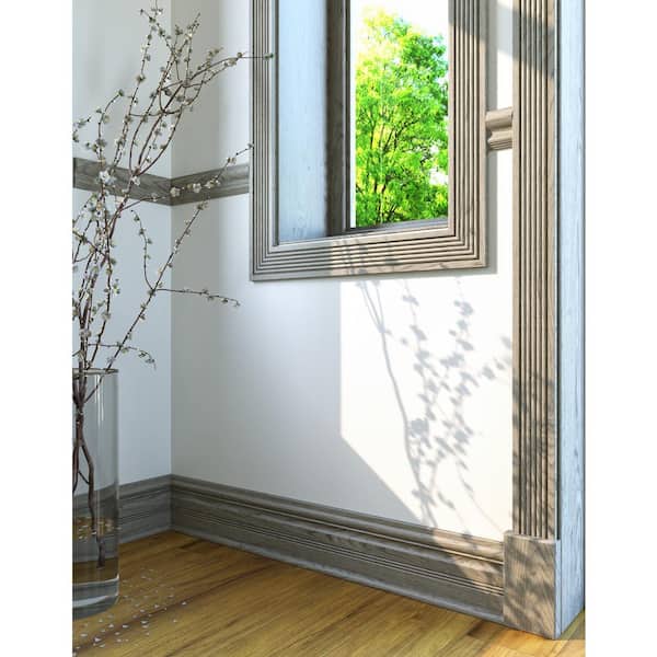 Ornamental Mouldings Prestained Gray 1/2 in. x 4-1/2 in. x 96 in. Wood Crown Moulding